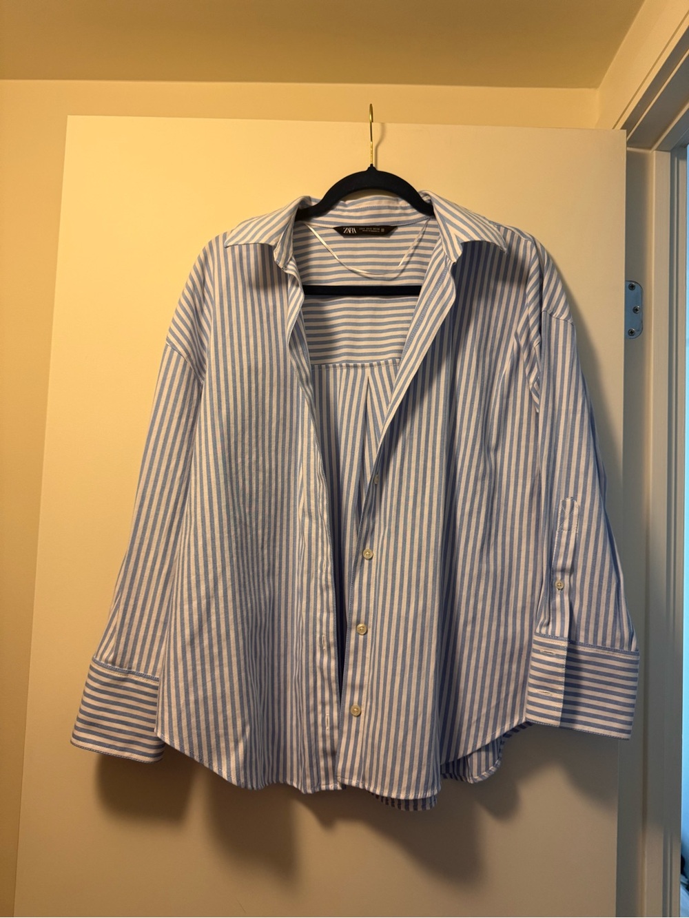 Zara Light Blue & White Striped Shirt